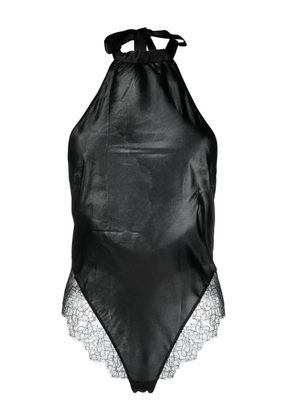 Maison Close lace-trim silk bodysuit - Black