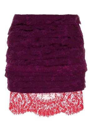 Saint Laurent jacquard ruffled skirt - Purple