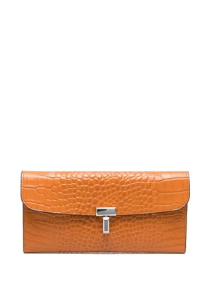TOTEME T-lock crocodile-embossed wallet - Orange