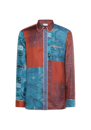 Pierre-Louis Mascia Aloe patchwork paisley shirt - Blue