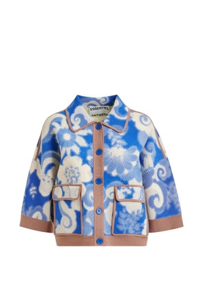 Essentiel Antwerp floral contrast-trim cardigan - Blue