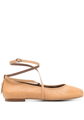 Ba&Sh leather wrap-strap ballet flats - Brown