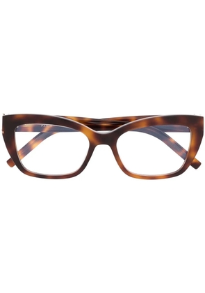 Saint Laurent Eyewear logo-engraved tortoise cat-eye glasses - Brown