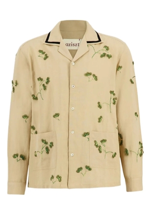 Baziszt Rust floral-appliqué shirt - Neutrals