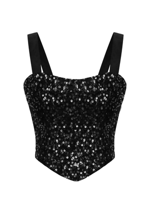 POST MERIDIEM sequin-embellished corset top - Black