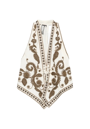 SCARLETT POPPIES Taylen beaded-embellished top - Neutrals