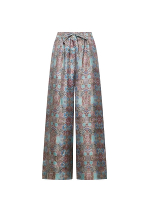 Pierre-Louis Mascia Aloe floral geometric palazzo pants - Blue
