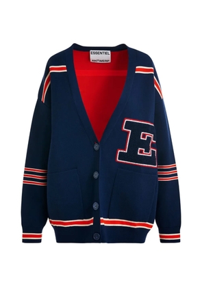 Essentiel Antwerp striped letter-appliqué cardigan - Blue