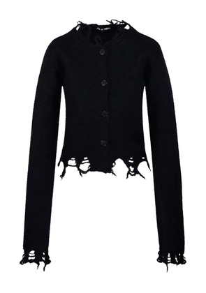 Haikure frayed-hem distressed cardigan - Black
