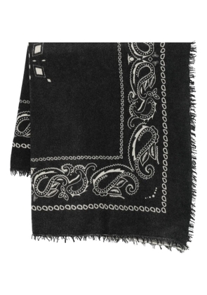 Liska paisley-print frayed-edge scarf - Black