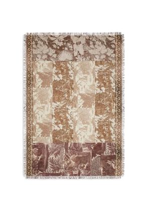 Pierre-Louis Mascia Aloeuw printed fringed shawl scarf - Brown