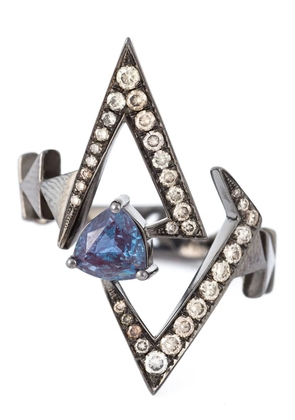 Nikos Koulis geometric sapphire and diamond ring - Metallic