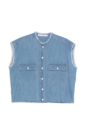Tela frayed-trim flap-pocket shirt - Blue
