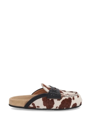 college animal-print leather mules - Brown