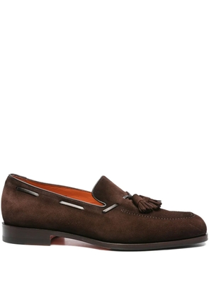 Santoni tassel-detail suede loafers - Brown