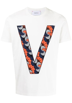 Ports V monogram-print cotton T-shirt - White