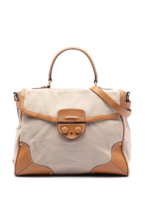 Prada Pre-Owned 2000-2025 Cinghiale Trimmed Canapa Top Handle Bag satchel - Brown