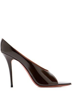 Amina Muaddi Anok patent peep toe pumps - Brown