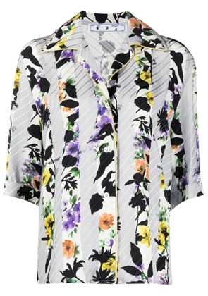 Off-White striped floral bowling shirt - Grey