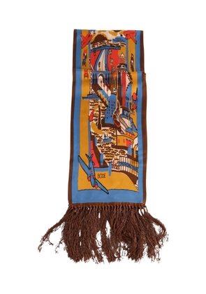 BODE city-scene fringed-edges scarf - Brown