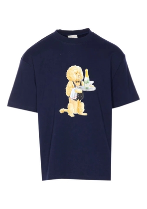 Drôle De Monsieur poodle print crew neck T-shirt - Blue