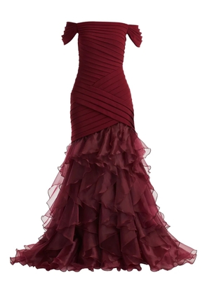 Tadashi Shoji ruffled off-shoulder maxi dress - Red