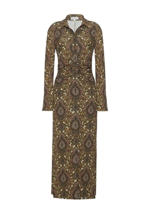 Cara Cara paisley-print gathered midi day dress - Green