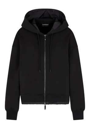 Emporio Armani zip-up quilted-hem hoodie - Black