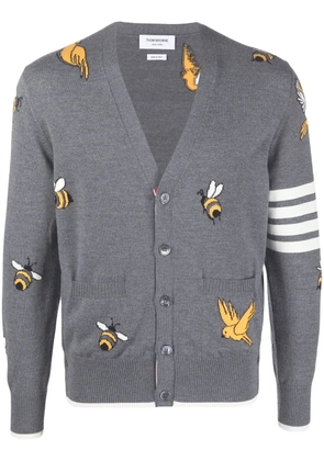 Thom Browne 4-Bar stripe intarsia-patterned cardigan - Grey