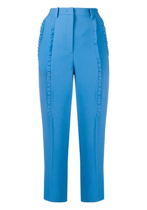 Nº21 ruffle-trimmed cropped cigarette trousers - Blue