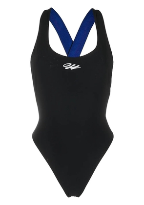 Off-White logo-strap swimsuit - Black