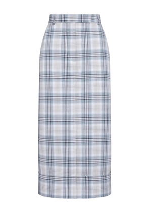 Thom Browne belt-loop plaid midi skirt - White