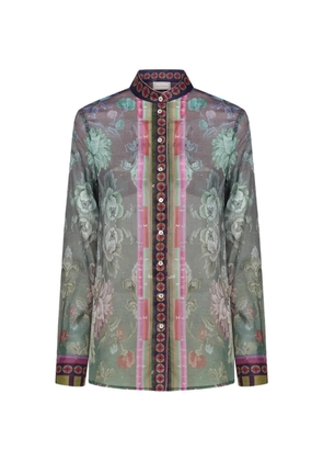 Pierre-Louis Mascia Stich mandarin-collar floral shirt - Green