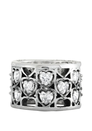 King Baby heart-cut cubic-zirconia silver ring