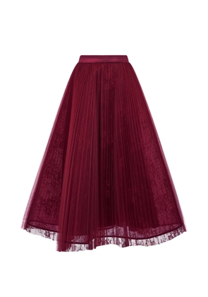 ARAFTU pleated lace skirt - Red