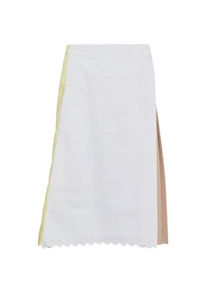 pushBUTTON pleated colourblock midi skirt - White