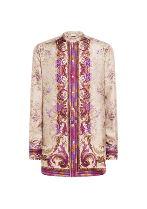 Pierre-Louis Mascia Aloe mandarin-collar silk shirt - Neutrals