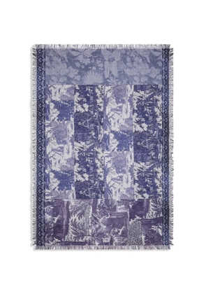Pierre-Louis Mascia Aloeuw printed fringe silk scarf - Blue