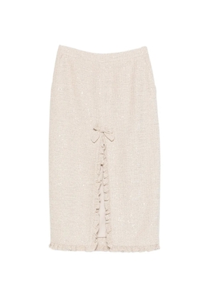 Alessandra Rich bow-embellished sequined skirt - Neutrals
