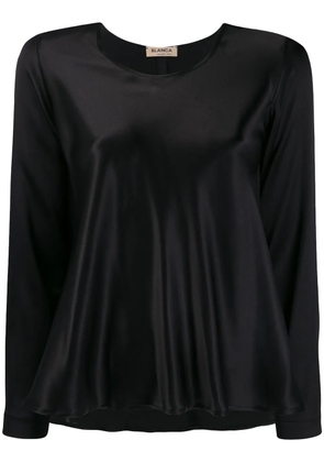 Blanca Vita flared satin top - Black