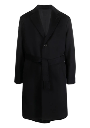 Lardini tied-waist wool coat - Blue