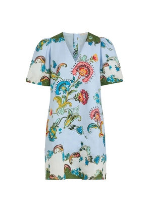 Marie Oliver Kiki floral puff-sleeve dress - Blue