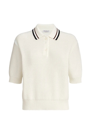 Brunello Cucinelli cotton English rib knit polo shirt - Neutrals