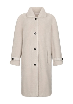 LIU JO teddy-texture classic-collar coat - Neutrals