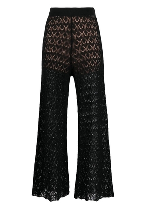 LIU JO open-knit flared cropped trousers - Black