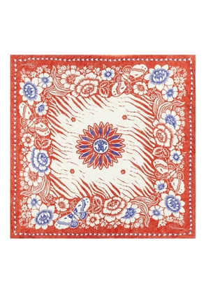 Roberto Cavalli zebra-pattern floral scarf - Red