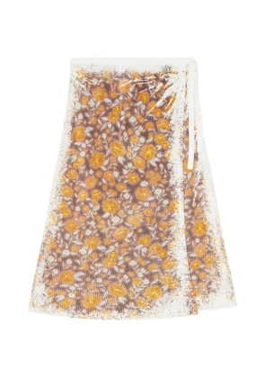 Diesel B-Blomette floral ribbed wrap midi skirt - Brown