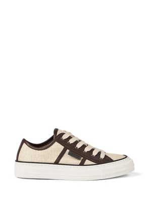 Brunello Cucinelli Techno raffia sneakers with shiny tab - Neutrals