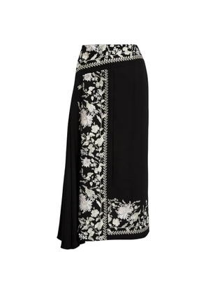 ERDEM embroidered-detail draped midi skirt - Black