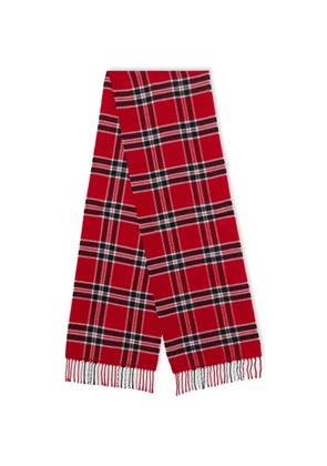 Brooks Brothers plaid fringed wool scarf - Red